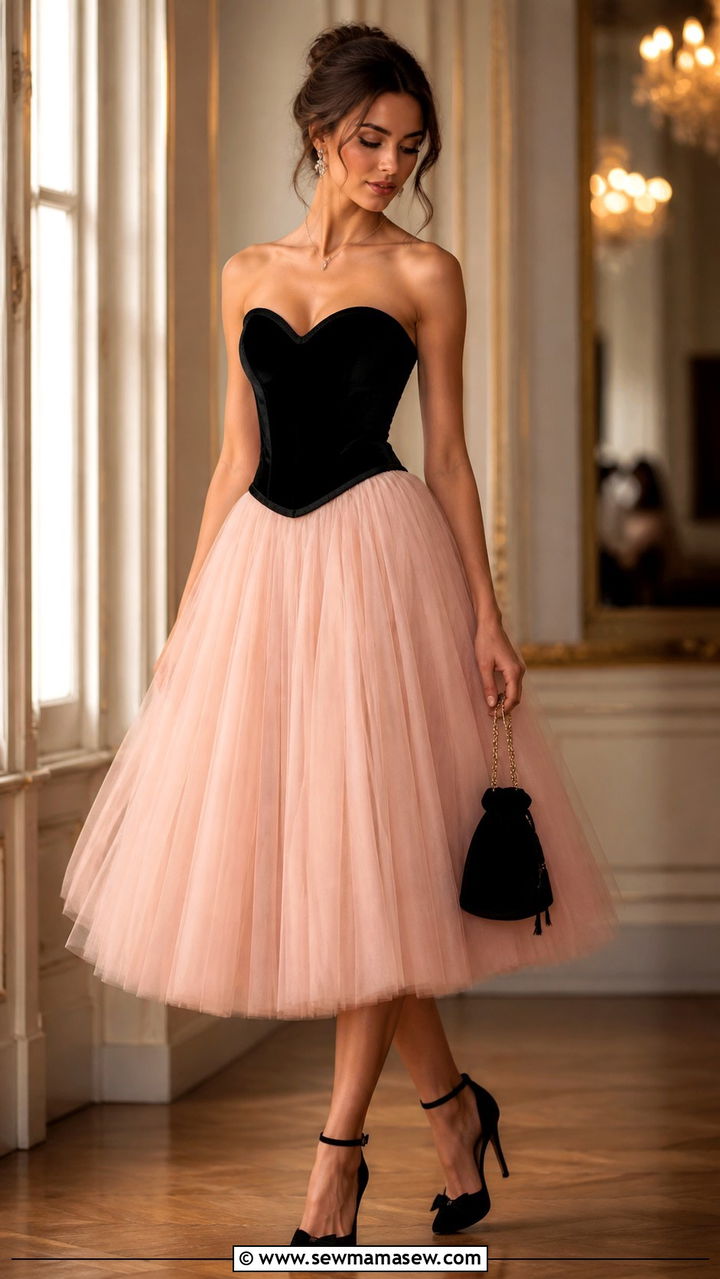 Corset top and tulle skirt - 40 Corset top outfit ideas