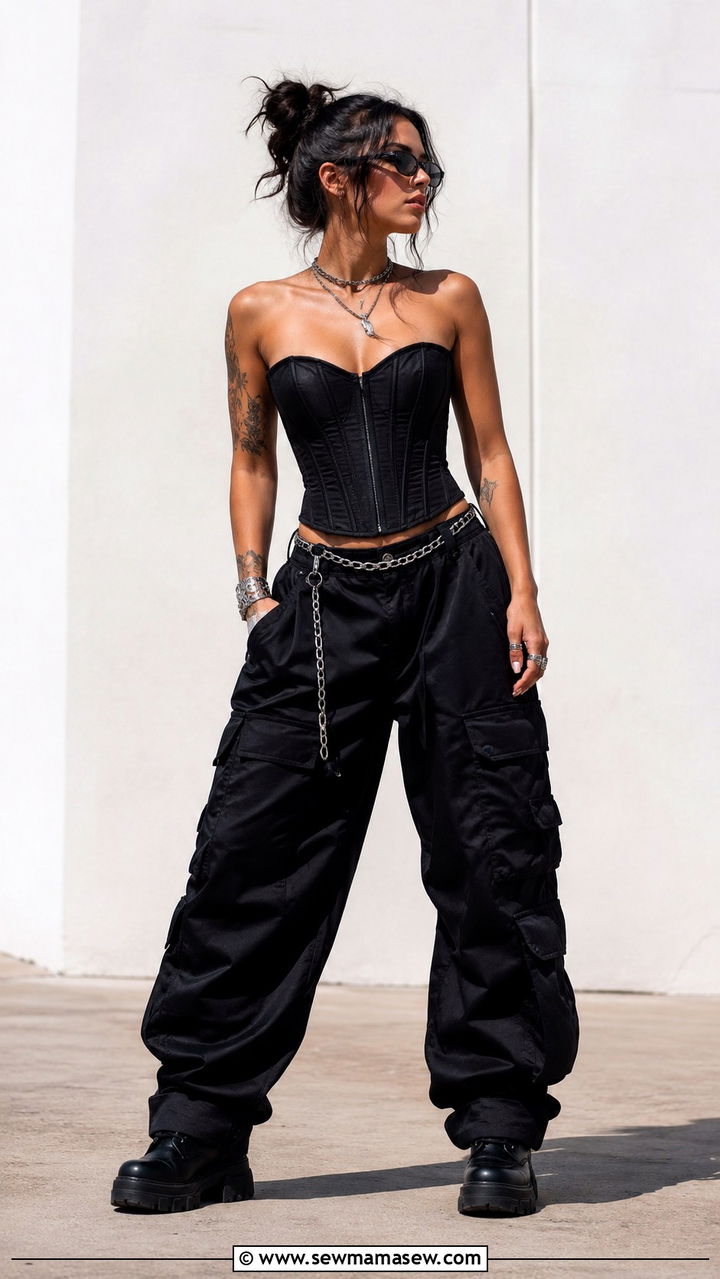 Corset top with cargo pants - 25 Austin City Limits outfit ideas