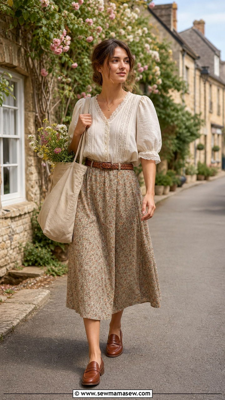 Cottagecore Blouse And Midi Skirt - 20 Cottagecore outfit ideas 2026