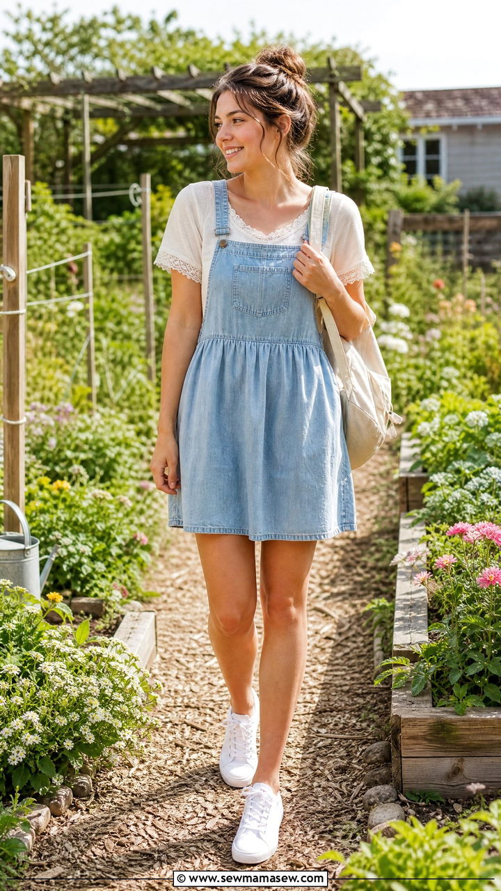 Cottagecore Chambray Pinafore Outfit - 25 casual cottagecore outfits