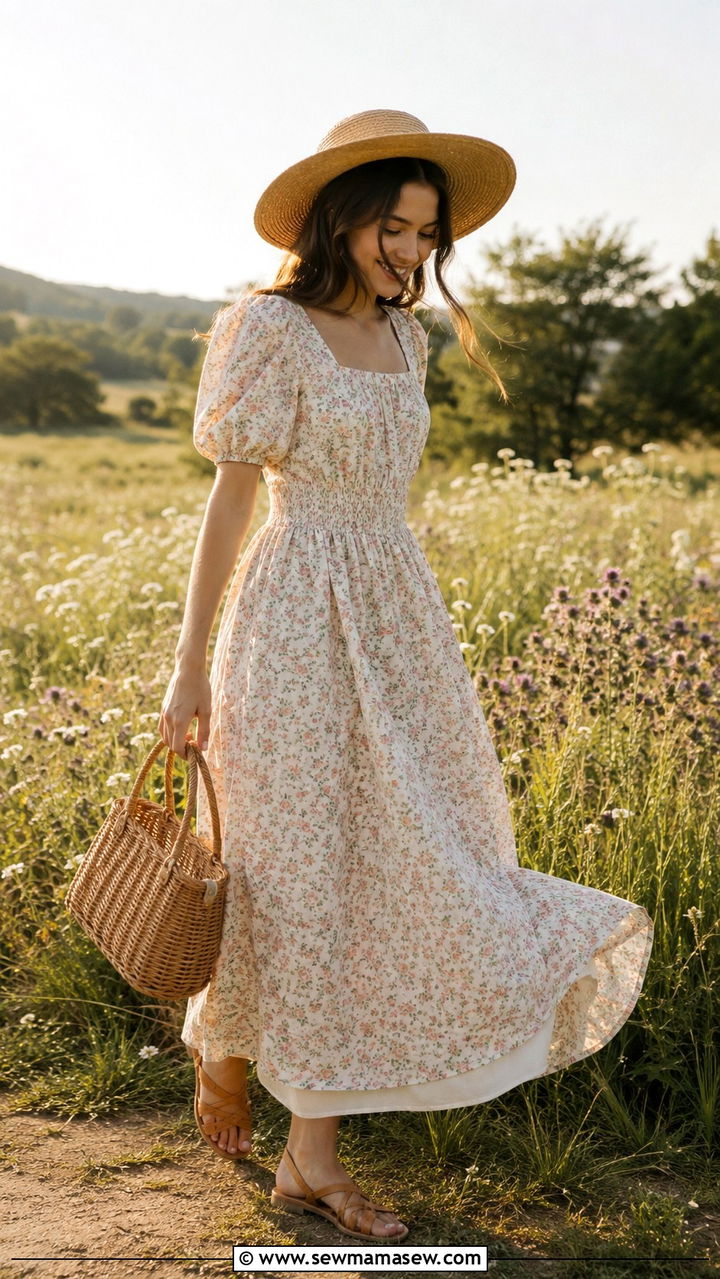 Cottagecore Floral Maxi Dress Outfit - 25 aesthetic outfits inspo