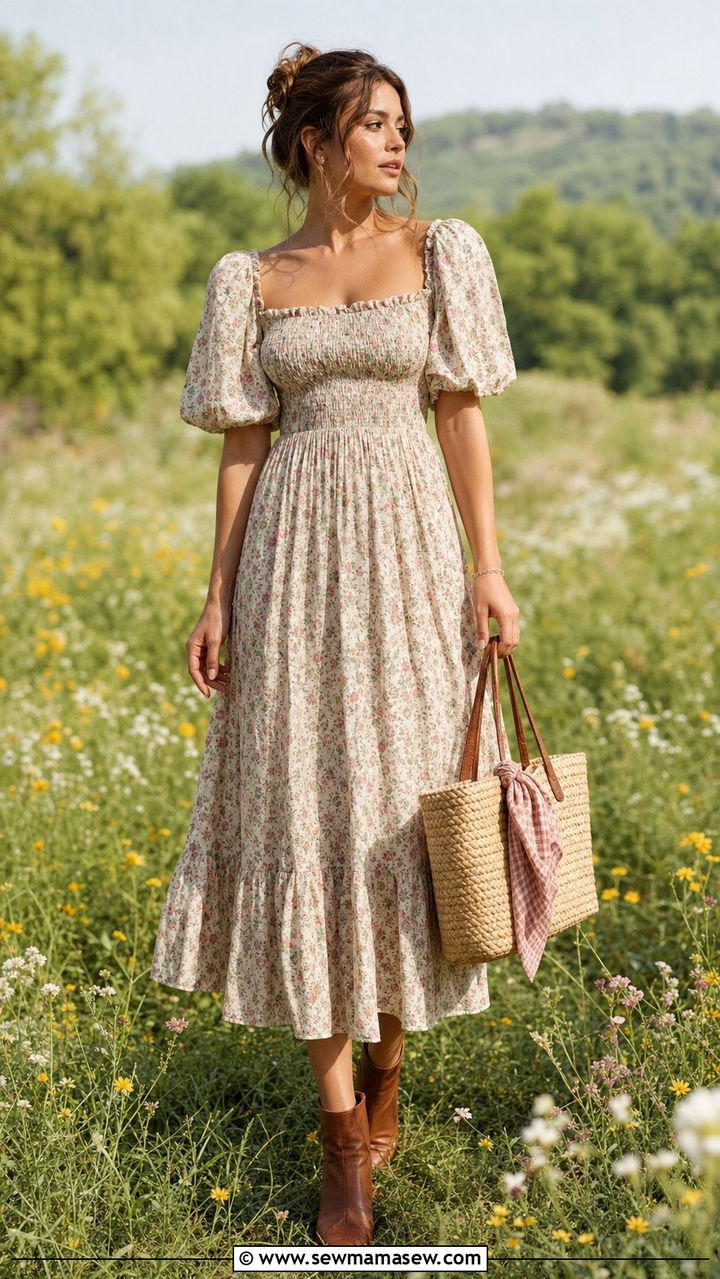 Cottagecore Floral Prairie Dress Outfit - 25 Spring cottagecore outfits 2026