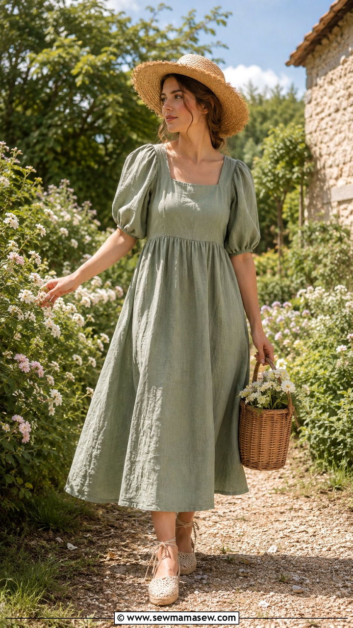 Cottagecore Linen Dress Garden Outfit - 30 Pinterest outfits inspo