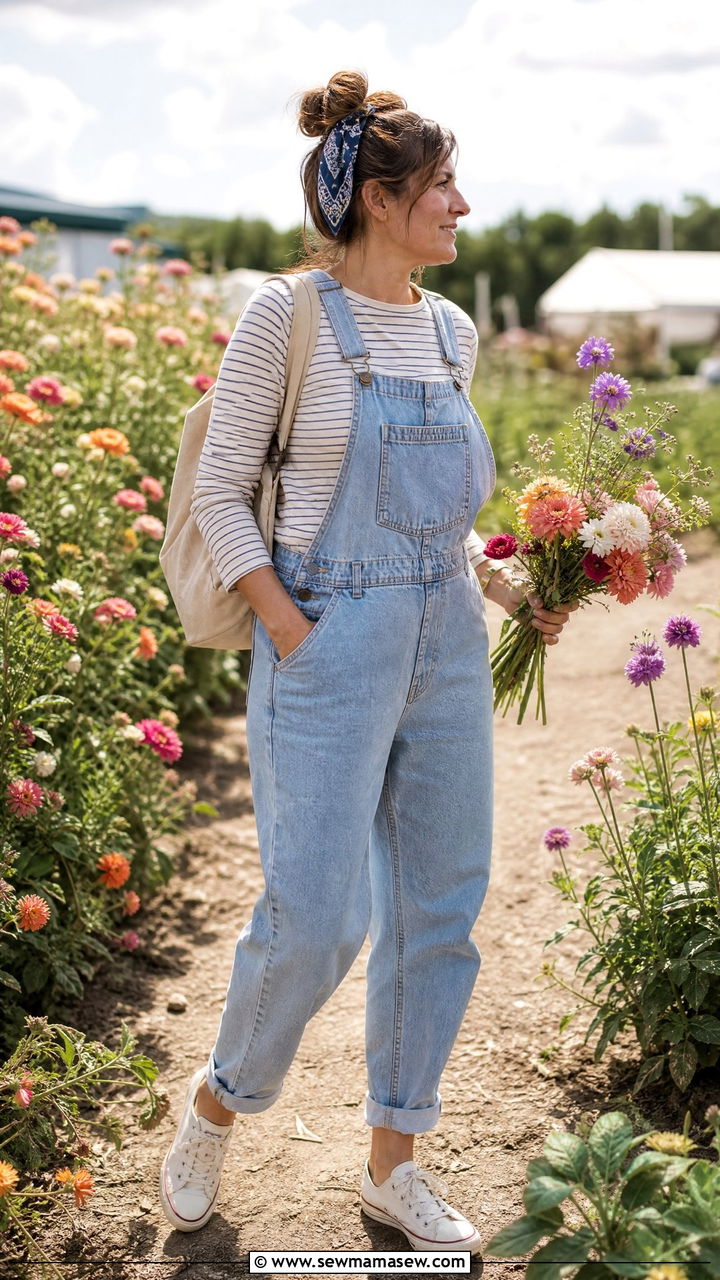 Cottagecore denim overalls outfit - 30 Cottagecore outfits for women over 40