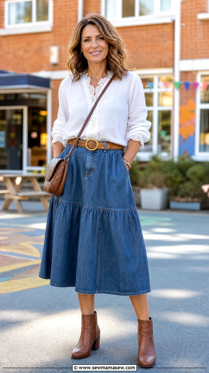 Cottagecore denim skirt outfit - 30 Cottagecore outfits for women over 40