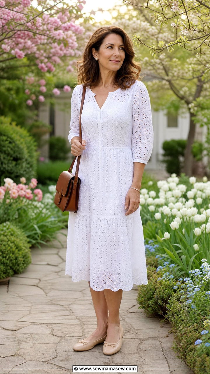 Cottagecore eyelet lace dress - 30 Cottagecore outfits for women over 40