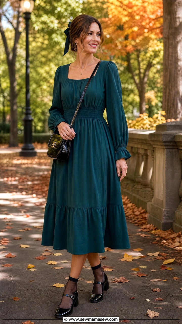 Cottagecore midi dress with Mary Janes - 30 Cottagecore outfits for women over 40