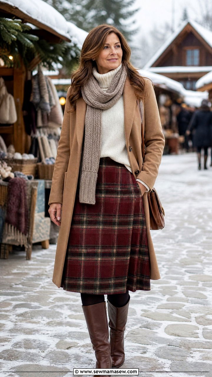 Cottagecore plaid wool skirt outfit - 30 Cottagecore outfits for women over 40