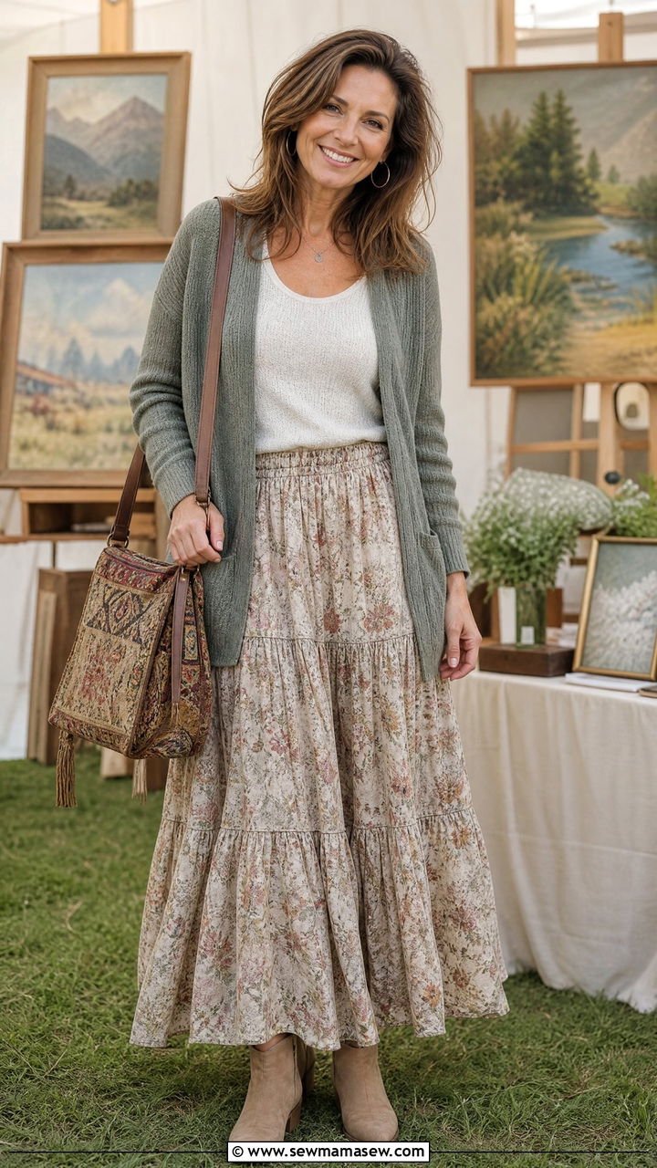 Cottagecore tiered peasant skirt outfit - 30 Cottagecore outfits for women over 40