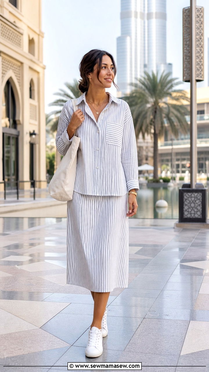 Cotton Co Ord Set with White Sneakers - 40 What to wear in Dubai