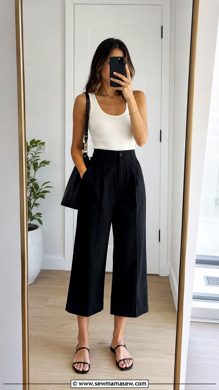 Cotton Culottes with Fitted Tank Outfit - 20 Summer outfits for 90 degree weather