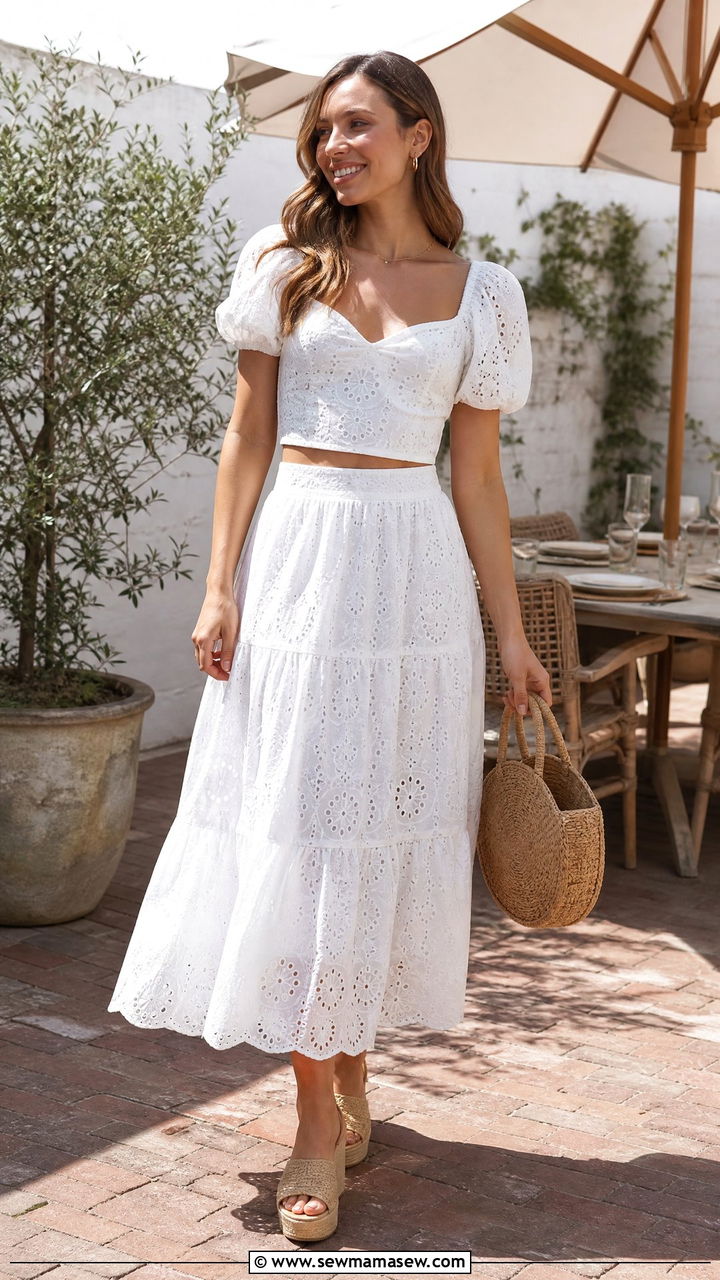 Cotton Eyelet Or Broderie Co Ord Set - 25 Brunch outfit ideas with co-ord set