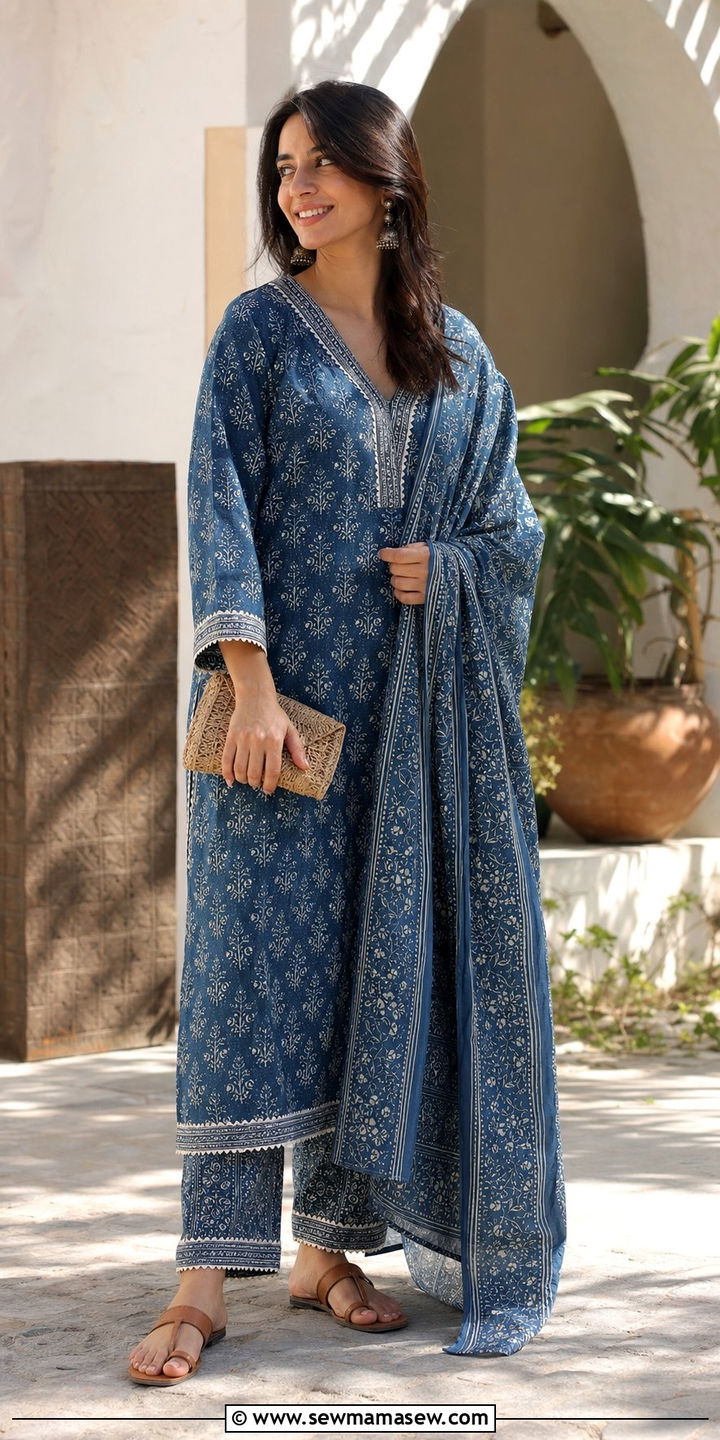 Cotton Kurta Set With Block Print - 25 Eid outfit ideas Indian