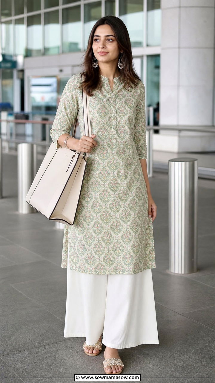Cotton Kurti With Palazzo Pants Modest Travel Outfit - 30 modest airport outfit ideas