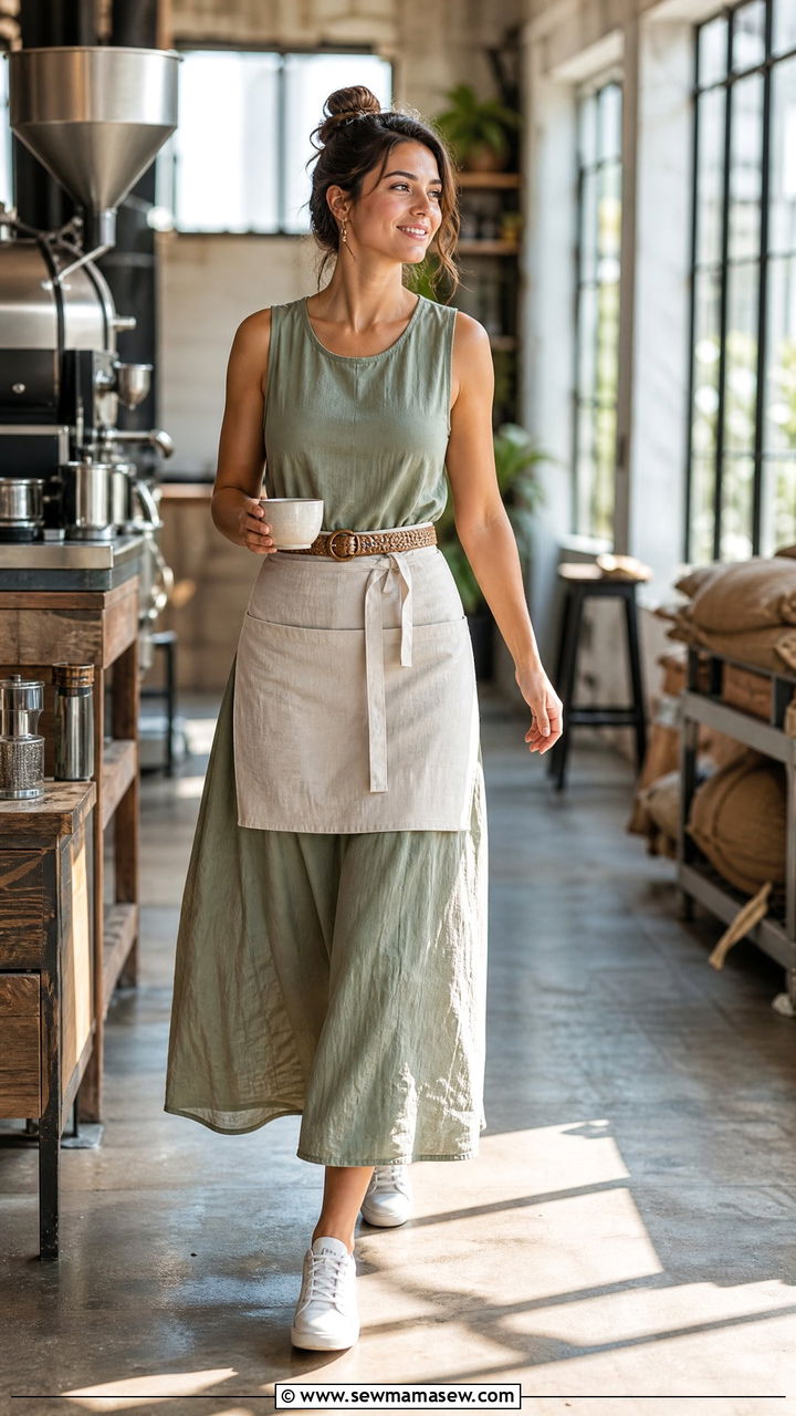 Cotton Maxi Dress And White Sneakers - 30 Summer outfit ideas for barista