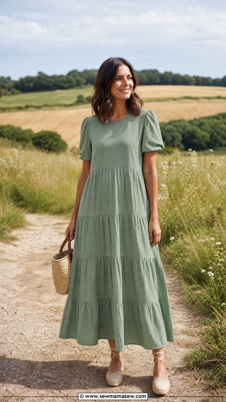 Cotton Maxi Dress With Lace Up Espadrille Flats - 25 How to style espadrilles