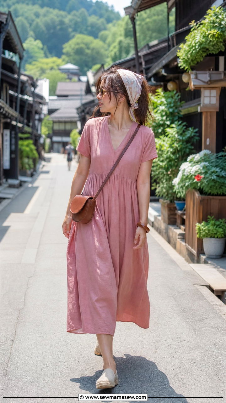 Cotton Midi Dress and Espadrilles Outfit - 40 Summer Japan outfit ideas