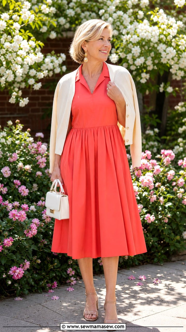 Cotton Poplin Midi Dress Summer Outfit - 40 Summer outfit ideas for women over 60 2026