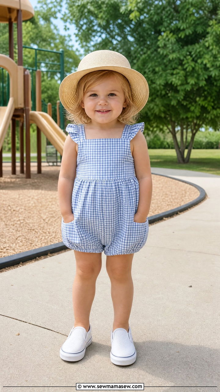Cotton Romper with Slip On Sneakers - 25 First day of preschool outfit ideas