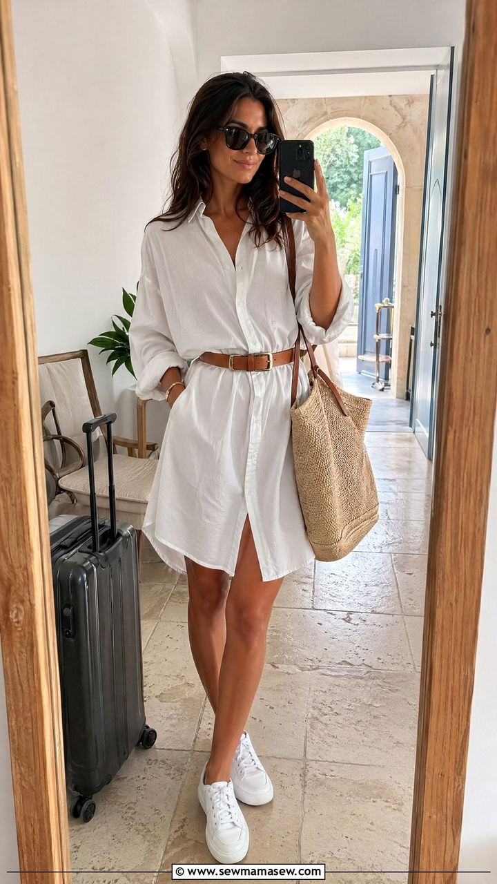 Cotton Shirt Dress Outfit - 35 European summer outfits for women