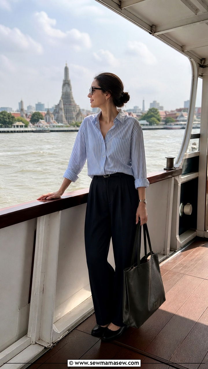 Cotton Shirt and Relaxed Trousers for River Taxi Commute - 40 What to wear in Bangkok