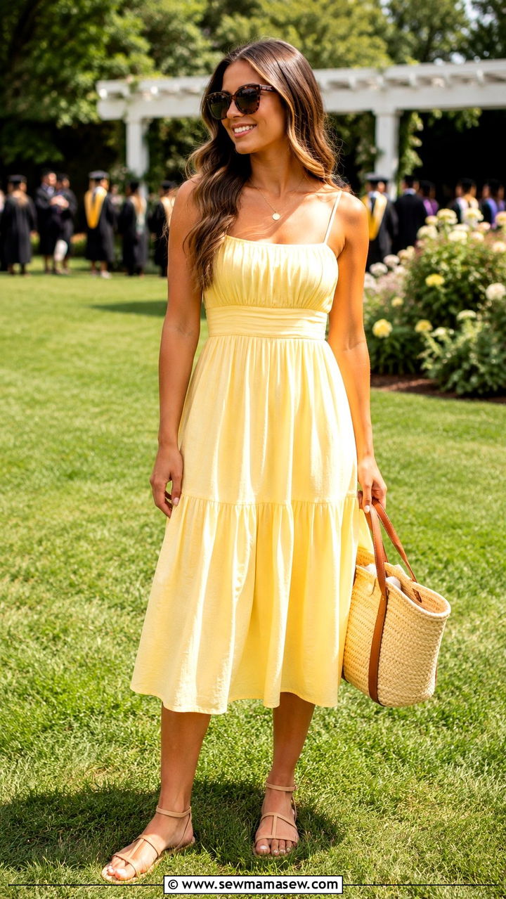 Cotton Sundress And Flat Strappy Sandals - 30 casual graduation outfits