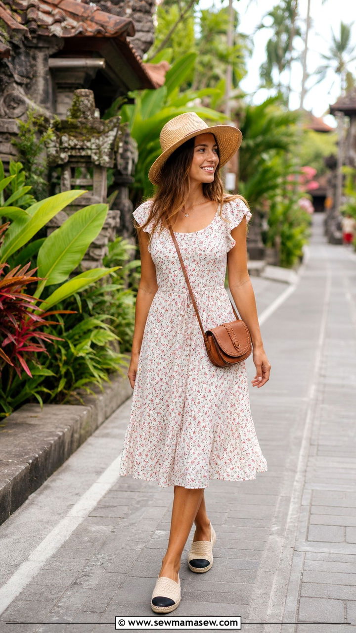 Cotton Sundress With Espadrilles And Crossbody Bag - 40 Bali outfit ideas