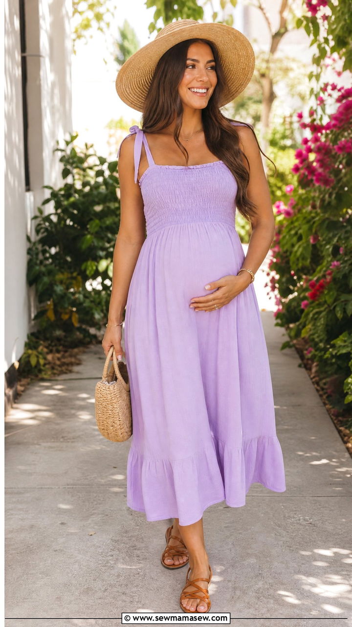 Cotton Sundress With Flat Strappy Sandals - 25 Casual baby shower outfits