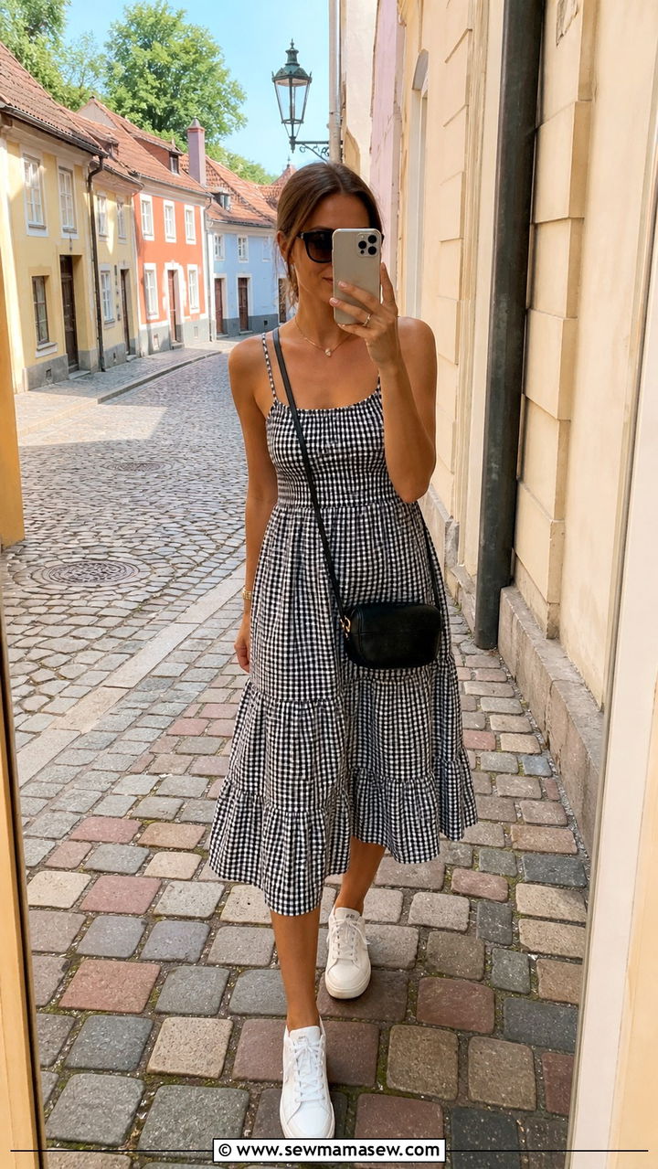Cotton Sundress With White Sneakers And Crossbody Bag For Prague - 40 What to wear in Prague