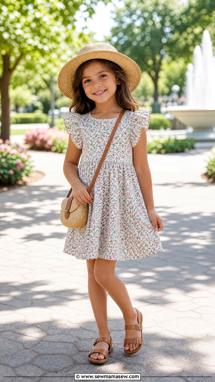 Cotton Sundress with Sandals - 30 Summer outfits for kids