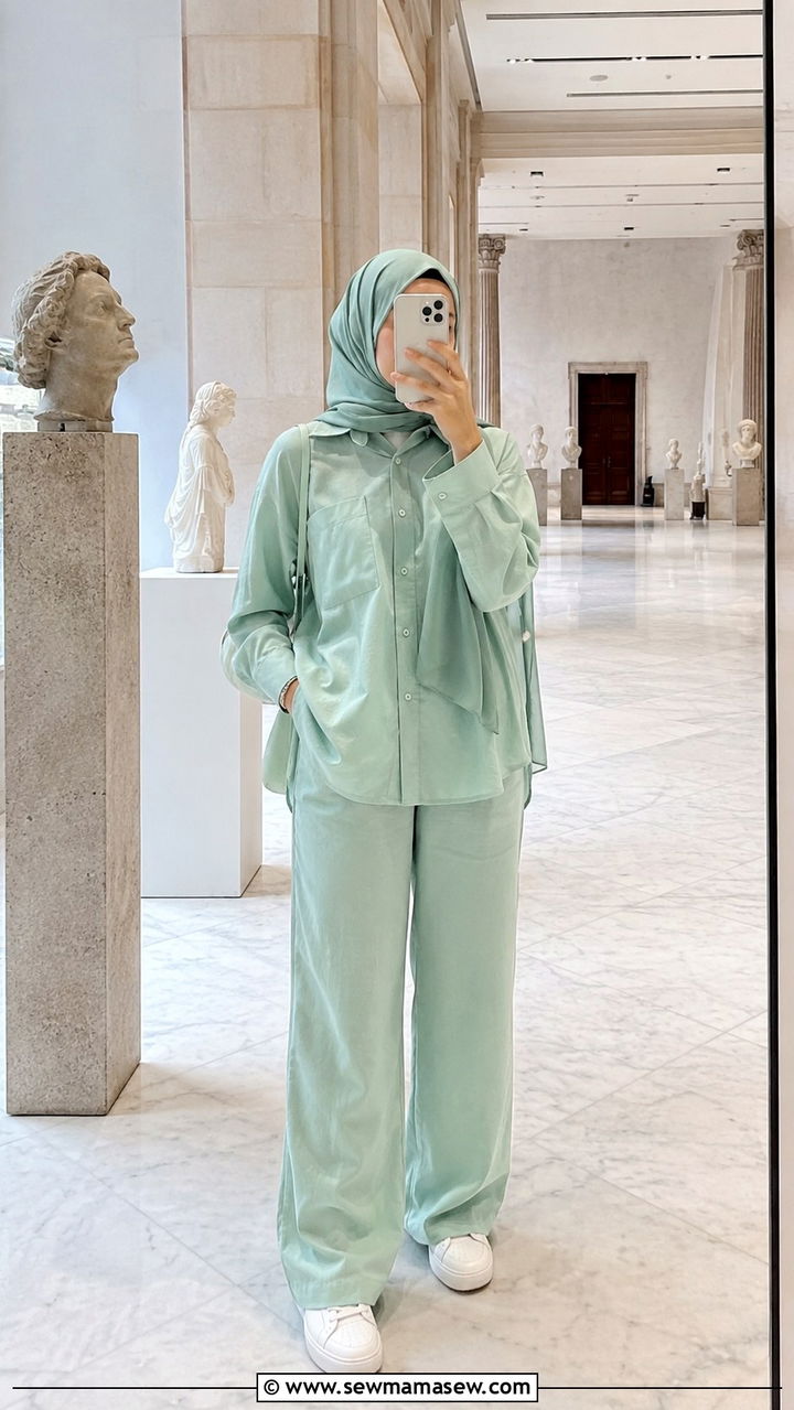 Cotton co ord set with hijab outfit - 20 Modest outfit ideas for Turkey