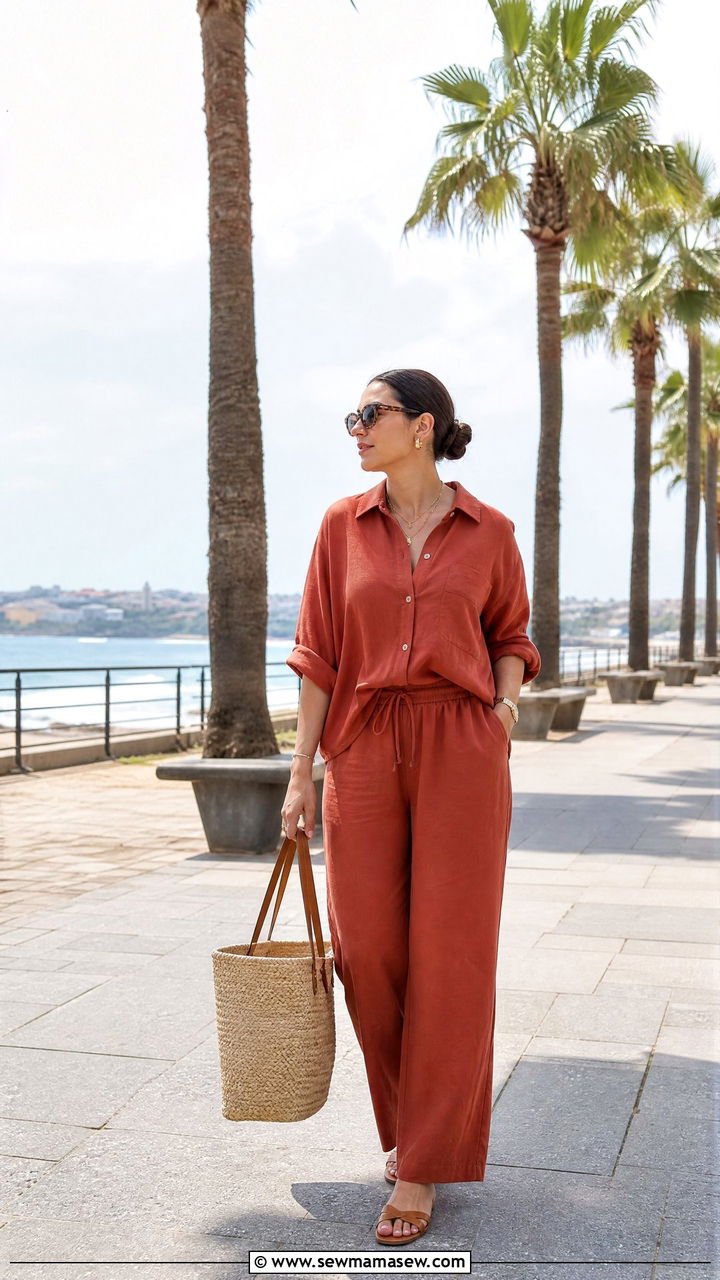 Cotton co ord set with mules - 25 Rabat outfit ideas