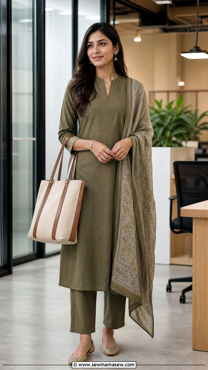 Cotton kurta and pant matching set for office - 30 Matching set outfit ideas for office