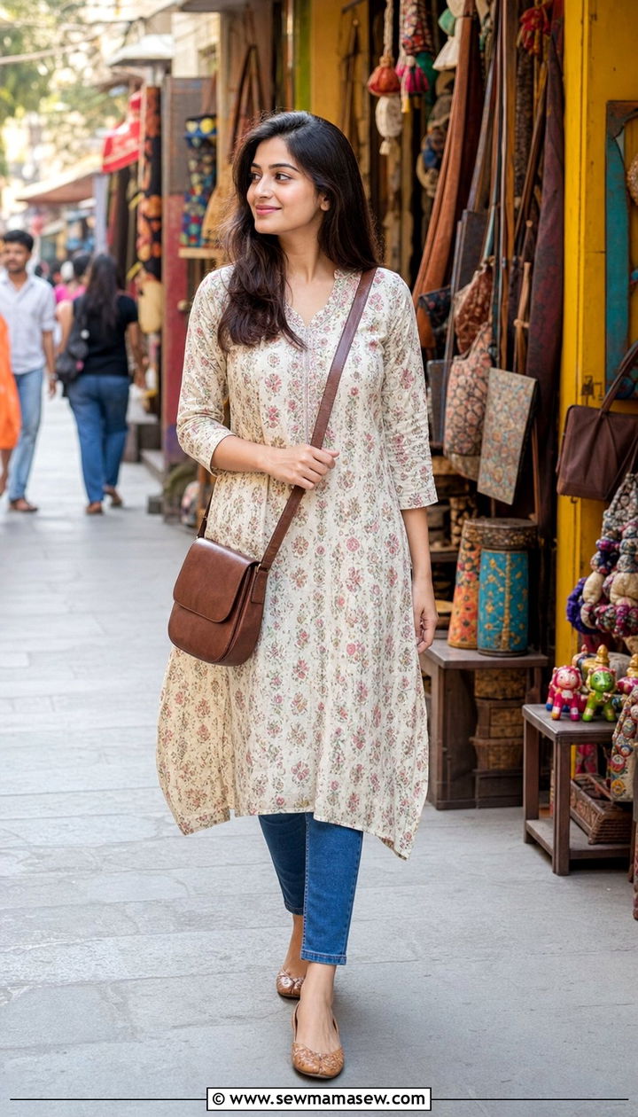 Cotton kurta with jeans and juttis - 25 Delhi outfit ideas