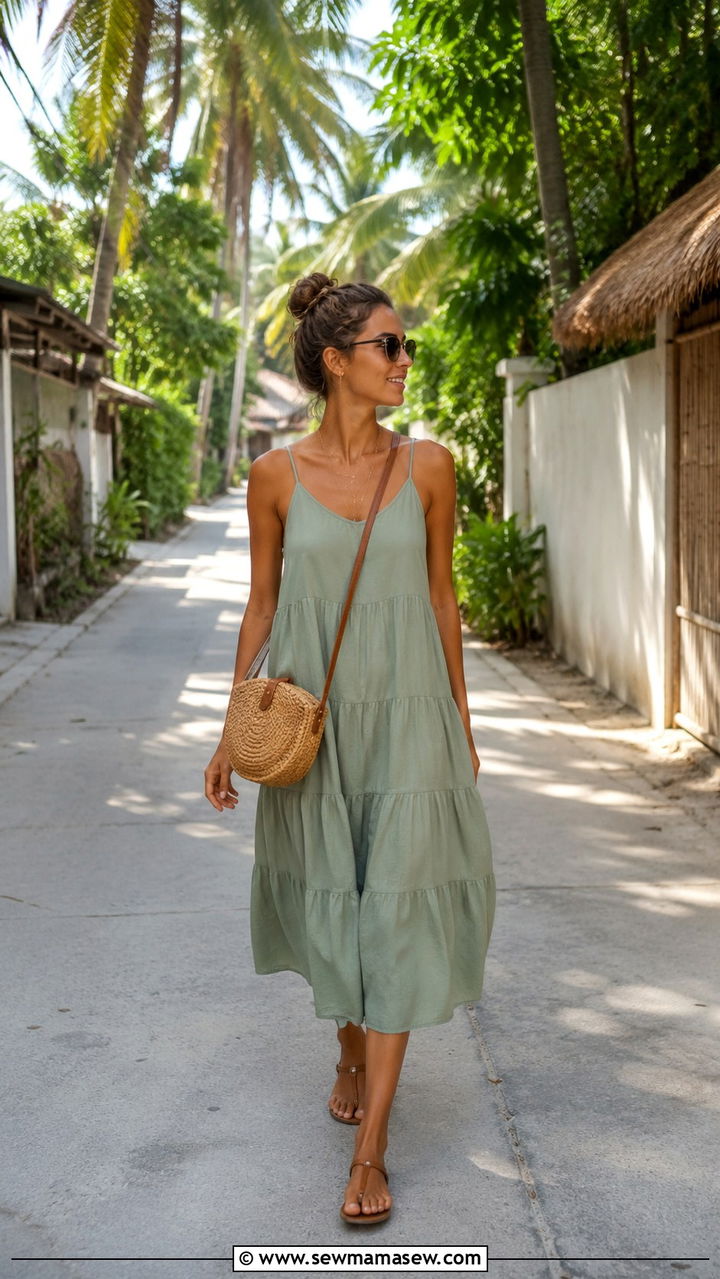 Cotton midi dress Koh Samui casual outfit - 30 Koh Samui vacation outfit ideas