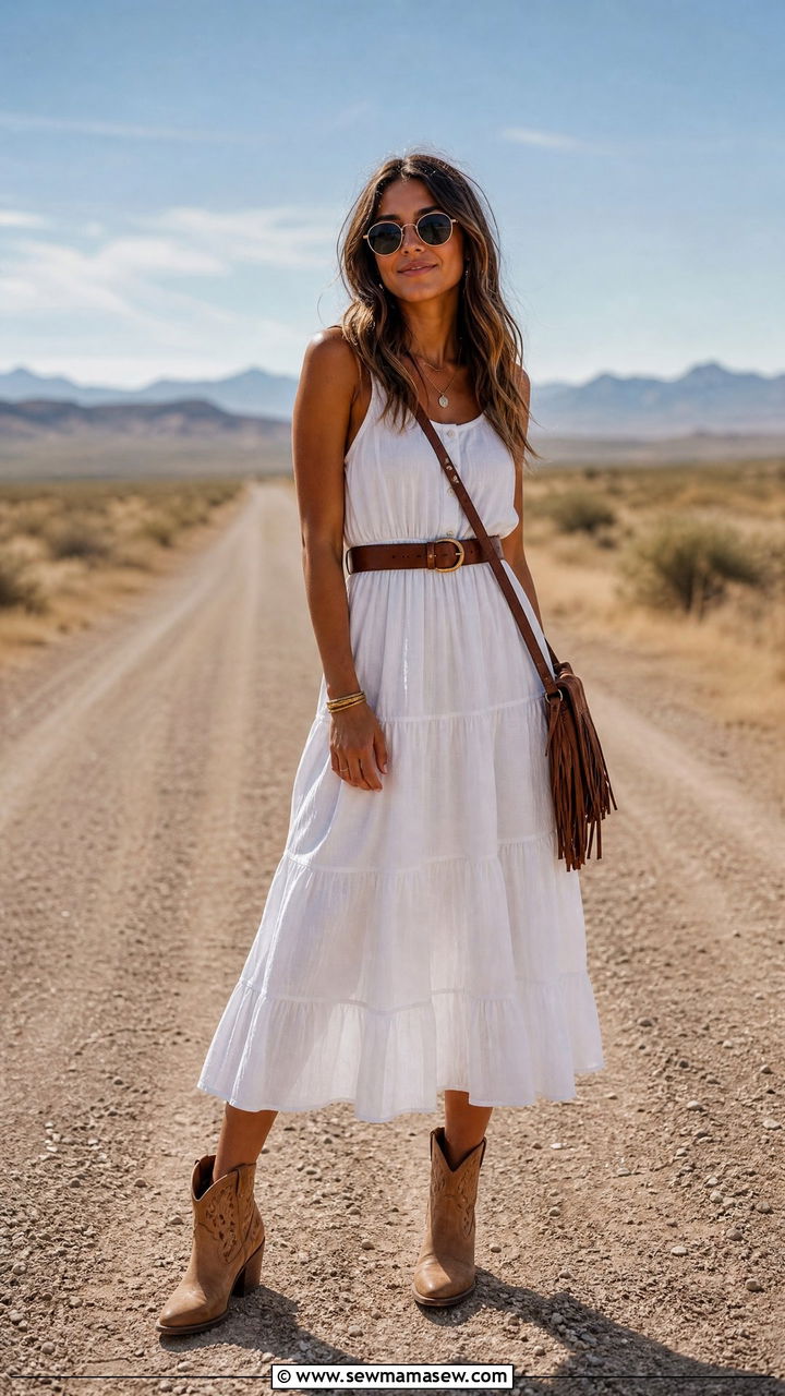 Cotton sundress outfit with ankle boots - 25 March Spring Break outfit ideas