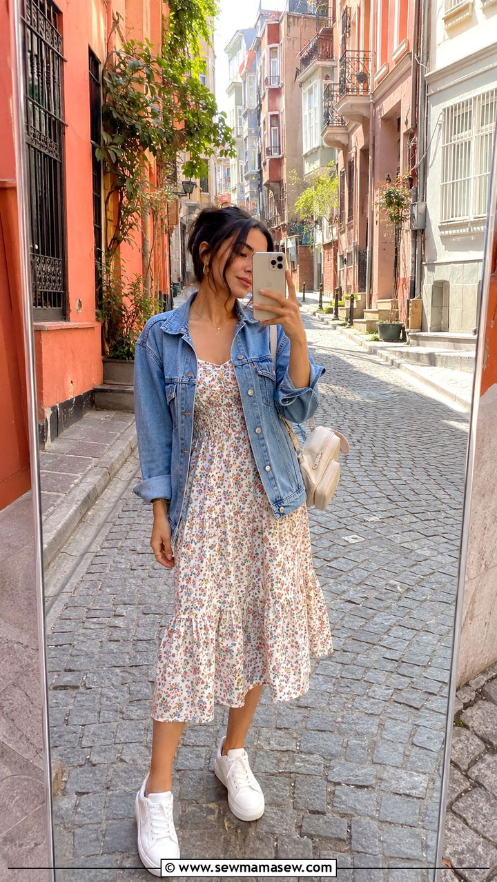 Cotton sundress with white sneakers Istanbul spring outfit - 30 Istanbul outfit ideas
