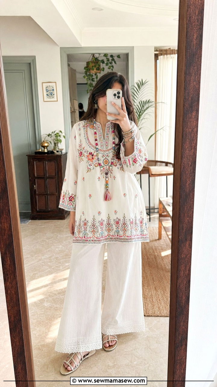 Cotton tunic with palazzo Eid outfit - 25 Eid outfit ideas for little girls