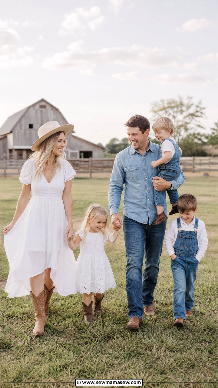 Country Inspired Neutral Family Outfits - 25 Family spring photo outfit ideas