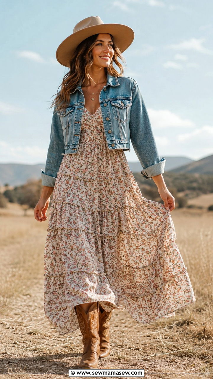 Cowboy Boots With A Maxi Dress - 30 How to style cowboy boots