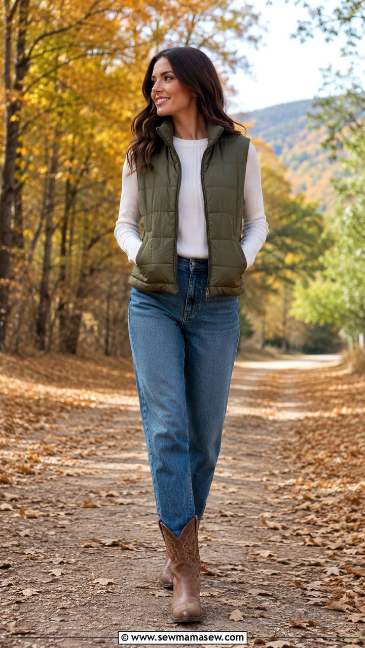 Cowboy Boots With A Puffer Vest - 30 How to style cowboy boots