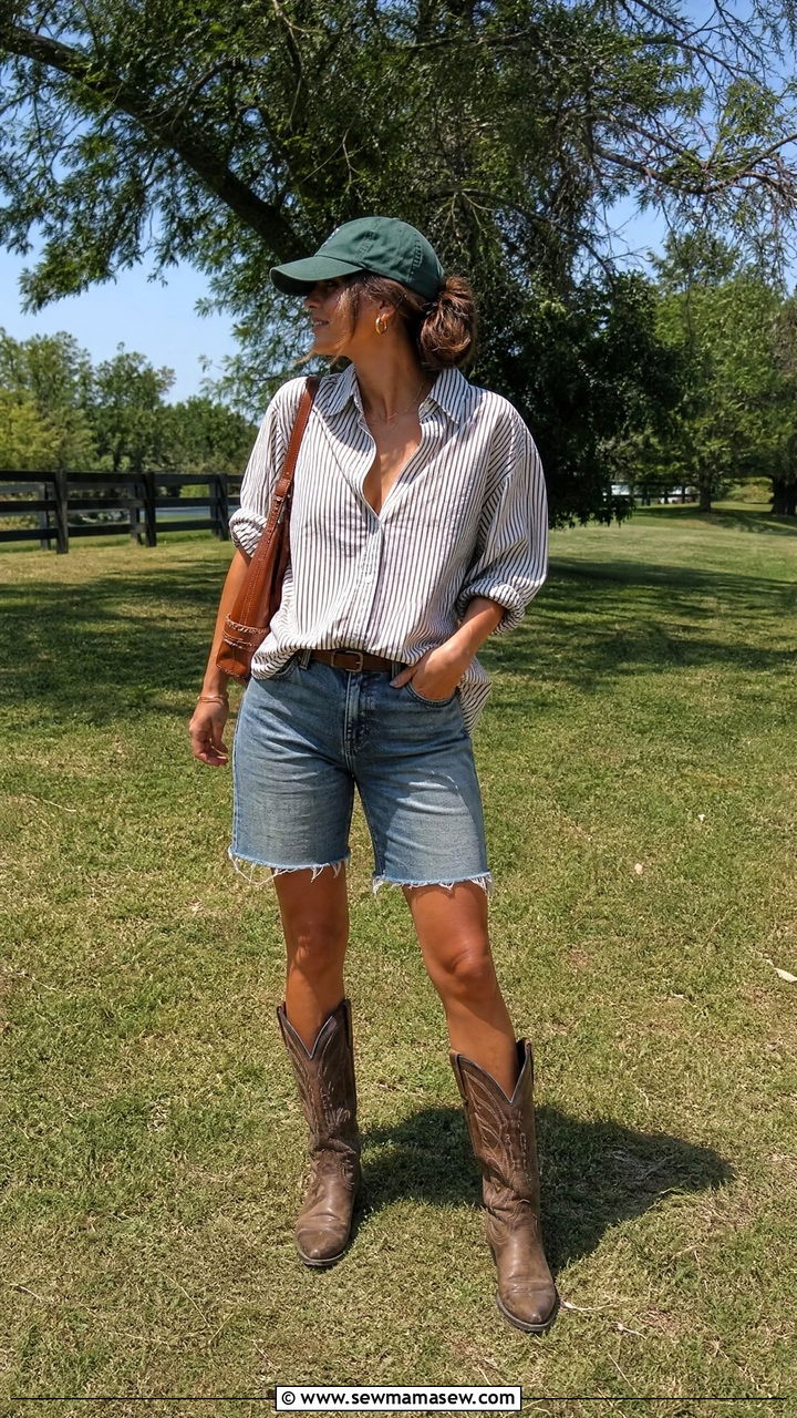 Cowboy Boots With Bermuda Shorts Outfit - 30 Summer outfits with boots