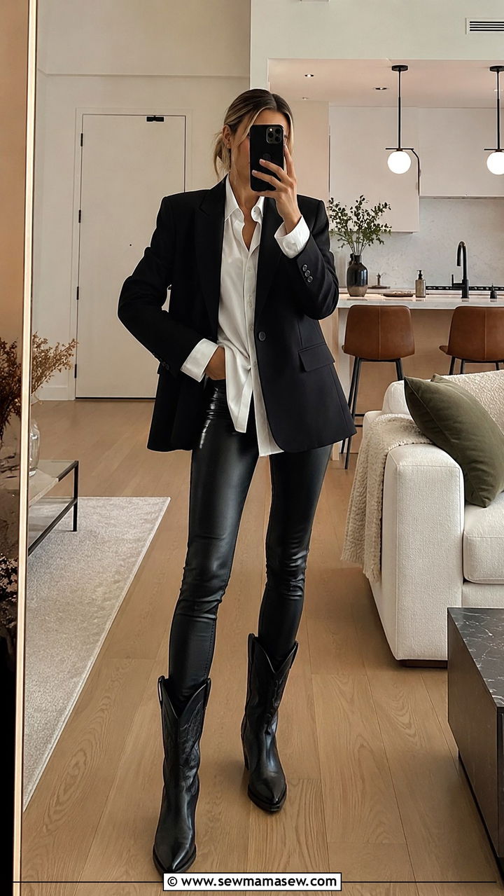 Cowboy Boots With Leather Leggings - 30 How to style cowboy boots