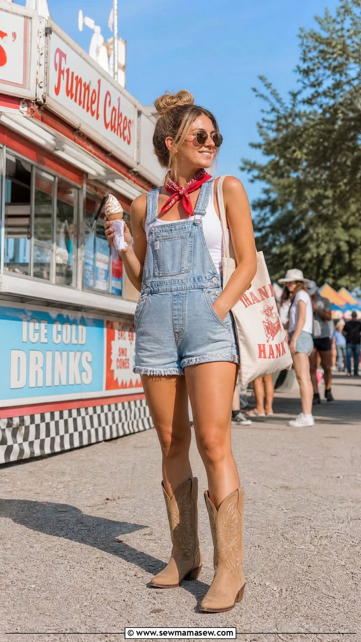 Cowboy Boots with Overalls - 30 Cowboy boots outfit ideas for summer