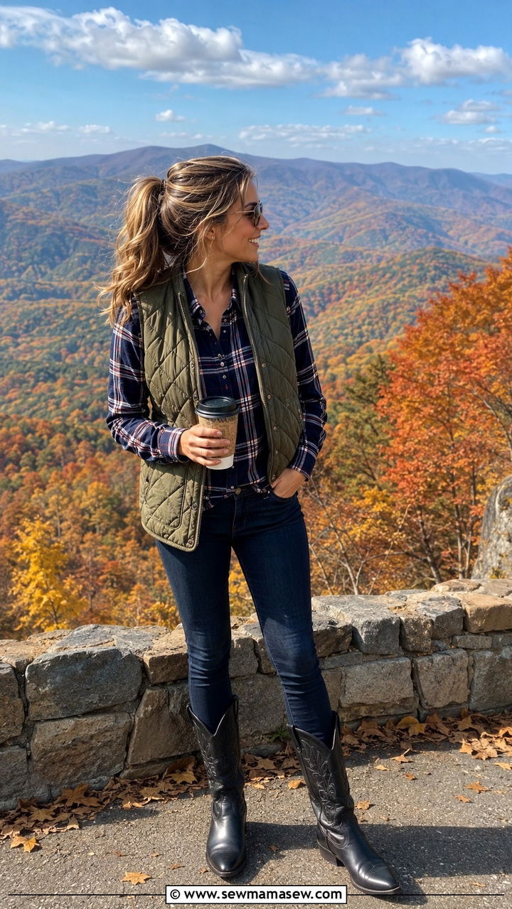 Cowboy boots with a plaid shirt and dark jeans - 20 How to style cowboy boots for travel