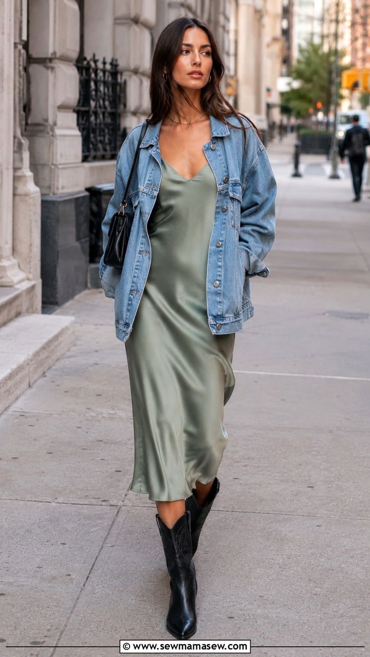 Cowboy boots with slip dress - 30 How to style cowboy boots in spring
