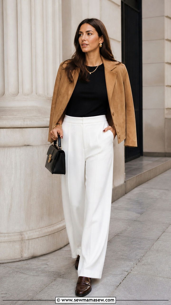 Cozy Cardigan Over a Basic Tee with Straight Leg Jeans - 40 First day of spring outfits