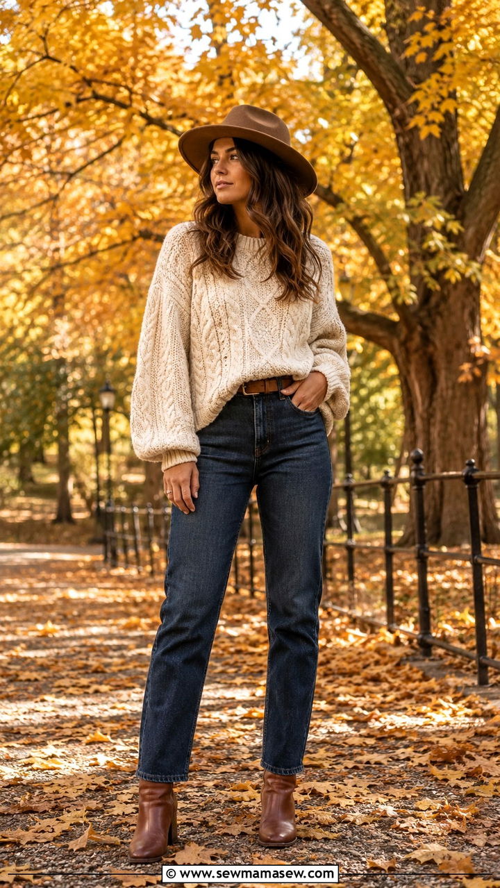 Cozy Fall Knit and Denim Outfit - 25 Photoshoot outfit ideas
