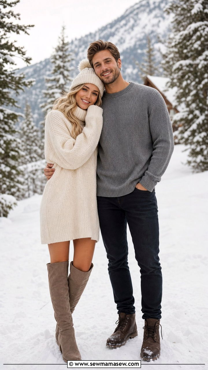 Cozy Knit Sweater Layers for Winter - 25 Couples photo outfit ideas 2026