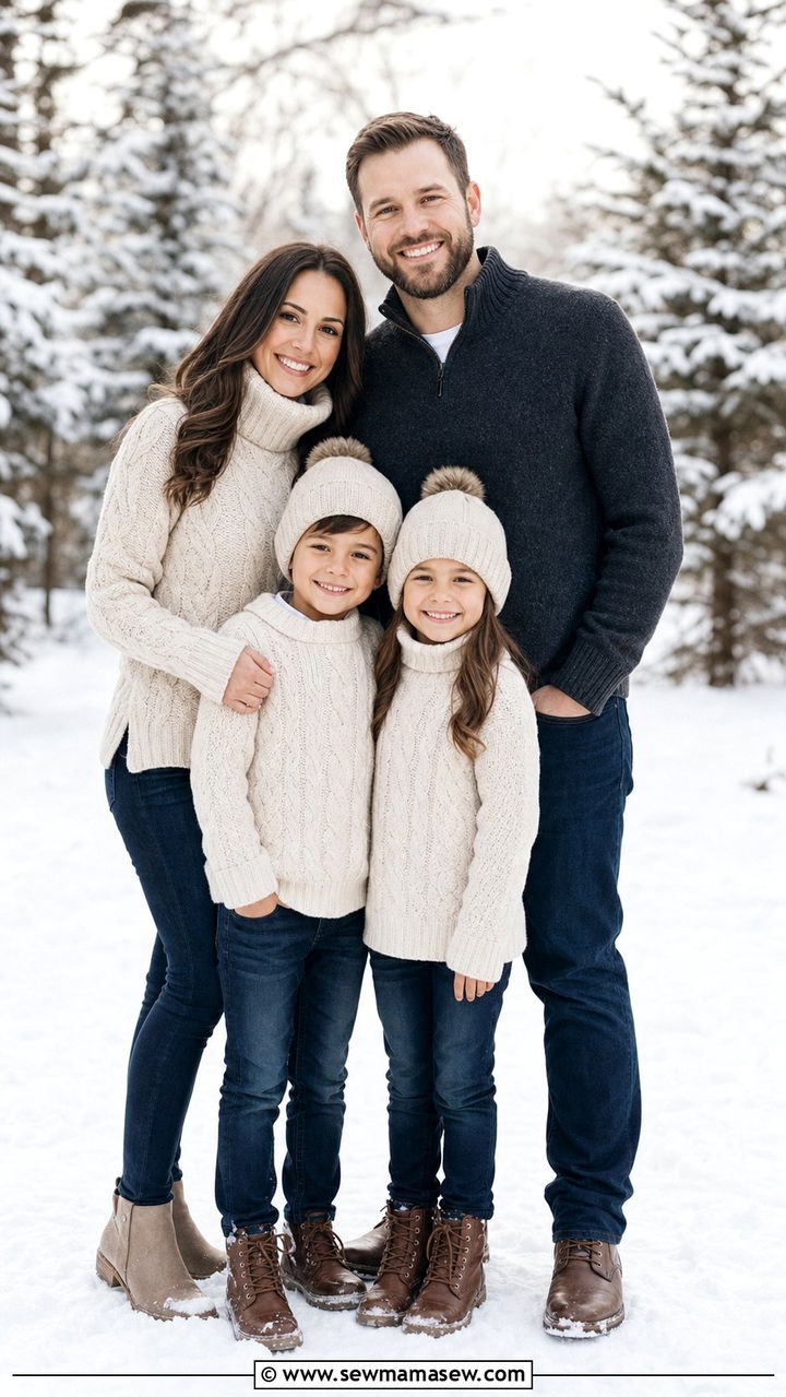 Cozy Knit Sweaters Winter Family Outfit - 25 cute family photo outfits